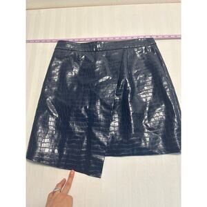 Porridge Anthropologie Navy Croc Embossed Faux Leather Mini Skirt Women’s